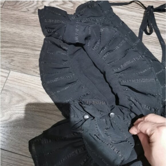 Uforia Muse Black Lace Trim V-Neck Blouse Women's Size Medium M - Picture 14 of 15